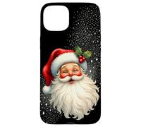 Jolly Santa Claus Face, Holly & Sparkles - Festive Christmas Carcasa para iPhone 15 Plus