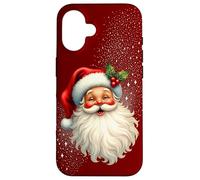 Jolly Santa Claus Face, Holly & Sparkles - Festive Christmas Carcasa para iPhone 16