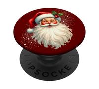Jolly Santa Claus Face, Holly & Sparkles - Festive Christmas PopSockets PopGrip Adhesivo