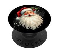 Jolly Santa Claus Face, Holly & Sparkles - Festive Christmas PopSockets PopGrip Adhesivo