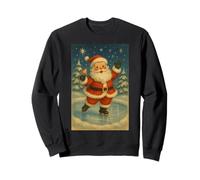 Jolly Santa Patinaje sobre Hielo bajo Estrellas Vintage Navidad Sudadera
