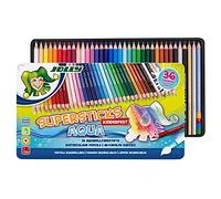 JOLLY Superstick Aqua lápices de color, lápices de color solubles en agua, 36 piezas, acuarelables, irrompibles, abrasión del plomo de las puntas reutilizables, para niños a partir de 5 años