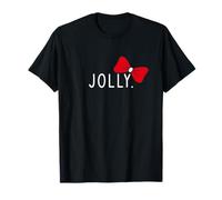 Jolly with A Red Christmas Bow Sutil Minimal Funny Holiday Camiseta