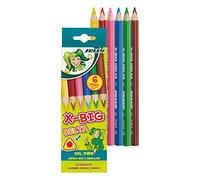 JOLLY X-BIG Delta lápices de colores, 6 lápices de colores triangulares extra gruesos, extremadamente resistentes y duraderos, no tóxicos, 6 piezas en caja de cartón