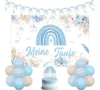 Jollyboom Decoraciones de bautizo para niños, banderines de fondo de mi bautizo, decoración para tartas, globos azules para bautizo, primera comunión, confirmación, suministros de fiesta
