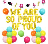 Jollyboom Decoraciones tropicales para fiestas de graduación, hawaianas We Are So Proud of You, decoración de fiesta de graduación, globos de aluminio para la clase de 2026 Felicitaciones, graduado