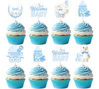 Jollyboom Silly Goose - Decoraciones para baby shower, 24 piezas con texto en inglés "A Silly Goose Is On the Way", decoración para cupcakes, impresión rosa de doble cara para niña, granja, animal