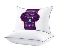JOLLYVOGUE Juego de 2 almohadas tamaño Queen, almohadas de cama refrescantes y de apoyo con relleno alternativo de plumón súper suave, calidad de hotel esponjosa de lujo para personas que duermen de