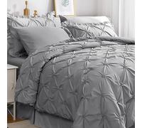 JOLLYVOGUE Juego de edredón Gris de 7 Piezas, tamaño Queen, Juego de Ropa de Cama con edredón, sábanas, Fundas de Almohada con Volantes y Fundas de Almohada