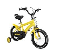 Jolre Bicicleta infantil de 14 pulgadas, para niños y niñas de 3 a 6 años, bicicleta infantil ajustable en altura con ruedas de apoyo para ciclismo al aire libre (amarilla)