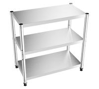 Jolre Estantería de Cocina de 3 Niveles de Acero Inoxidable, Encimera para Cargas Pesadas