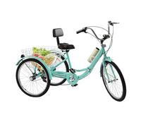 Jolre Triciclo de 24 Pulgadas para Adultos - 7 Velocidades Triciclo Adulto, Bicicleta 3 Ruedas, Plegable, Bicicleta Cruiser con Cesta de Compra, Faro y Respaldo