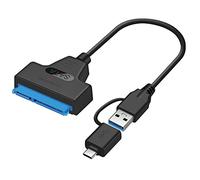 Jolsaawie 2 en 1 SATA a USB 3.0 Cable SATA a tipo C disco duro externo adaptador convertidor de 22 pines para HDD/SSD de 2.5 pulgadas