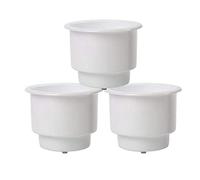 Jolsaawie 3 soportes empotrables de plástico para latas de bebidas con drenaje para barco, coche, marino, caravana (blanco)