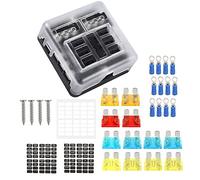 Jolsaawie Bloque de fusibles impermeable de 6 vías, con indicador LED con caja de fusibles marinos negativos para coche, barco, caravana, camión CC 12-24 V