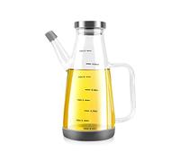 Jolsaawie Botella Grande de Aceite de Vidrio de Borosilicato para Cocinar, Vinagrera Dispensadora de Aceite y Vinagre de 25 Onzas con Base de Silicona Antideslizante