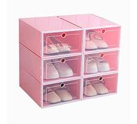Jolsaawie Caja de zapatos de 6 piezas, caja de almacenamiento de zapatos de plástico transparente, cajón de almacenamiento rectangular rosa