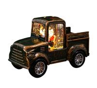 Jolsaawie Decoración retro de camión de Navidad, diseño de Papá Noel, luz nocturna de Navidad, decoración de ventana, color verde oscuro