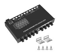 Jolsaawie Ecualizador de audio para automóvil de 5 bandas, ecualizador gráfico de ecualizador ajustable de 5 bandas con interruptor de selección de entrada CD/AUX, color negro