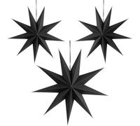 Jolsaawie Farolillos de Papel con Forma de Estrella de 9 Puntas, Pantalla Colgante para Decoración de Bodas, Cumpleaños, Hogar y Reuniones de Año, 3 Piezas A