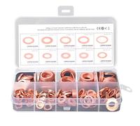 Jolsaawie Juego de 200 arandelas métricas de cobre con juntas tóricas, arandelas de sellado planas, 9 tamaños M5 M6 M8 M10 M12 M14