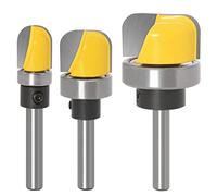 Jolsaawie Juego de 3 brocas de enrutador de cuenco y bandeja de 1/4 pulgadas con rodamiento de bolas