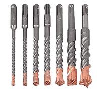 Jolsaawie Juego de 7 brocas de martillo SDS Plus (4 flautas) para hormigón, ladrillo, piedra, mampostería y