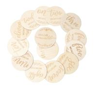 Jolsaawie Juego de Discos y Tarjetas de Hitos de Madera, 14 Piezas, para Fotos de BebéS e Hitos del Primer AñO, IngléS