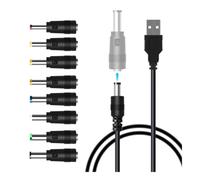 Jolsaawie Kit universal de cable de alimentación USB a CC con 8 adaptadores, ideal para routers, lámparas de luna, luces LED, altavoces y más