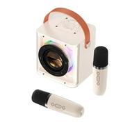 Jolsaawie Mini máquina de karaoke portátil, altavoz Bluetooth, luz colorida envolvente con 2 micrófonos inalámbricos para niños y adultos B