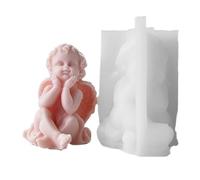Jolsaawie Molde de Silicona para NiñOs con Forma de 3D, NiñOs Alados Encantadores, Abstracta, Vela Perfumada, Molde de, FabricacióN de Velas de Yeso DIY, B