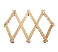 Jolsaawie Perchero de pared de acordeón, 10 ganchos, paquete de 2 unidades, de madera natural, extensible, para colgar en la pared, perchero, 2 unidades