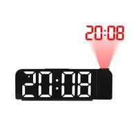 Jolsaawie Reloj despertador de proyección de rotación de 180°, reloj digital LED de 12/24 horas, carga USB, proyector de techo (blanco)