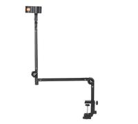 Jolsaawie Soporte plegable para micrófono de grabación, soporte de brazo de tijera con clip de micrófono y abrazadera de montaje de mesa