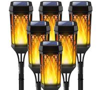 Joltix Luces de llamas Solar Exterior,6 Piezas 12LED Luces solares de llama para exteriores impermeables,Jardin con llama danzante,Lámpara Antorcha(Amarillo, 6)