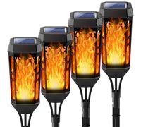 Joltix Luces de llamas Solar Exterior,8 Piezas 12LED Luces solares de llama para exteriores impermeables,Jardin con llama danzante,Lámpara Antorcha(Amarillo, 4)
