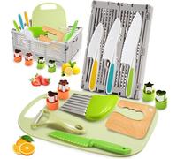 JoltJive Cuchillos para Niños, Kit Cocina Montessori Adecuado para niños 3-12 Años, con Caja de Almacenamiento Plegable, Regalo