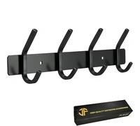 JOLY FANG - Perchero de pared, percheros para abrigos, de acero inoxidable, gancho de pared, para dormitorio, cuarto de baño, cocina (4 ganchos, negro)