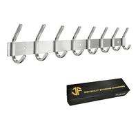 JOLY FANG - Perchero de pared, percheros para abrigos de acero inoxidable, gancho de pared, para dormitorio, cuarto de baño, cocina (8 crochet, plateado)