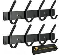 JOLY FANG - Perchero de pared, percheros para abrigos de acero inoxidable, gancho de pared, para dormitorio, cuarto de baño, cocina (negro, 4 x 2 unidades)