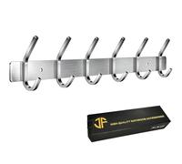 JOLY FANG - Perchero de pared, percheros para abrigos de acero inoxidable, gancho de pared, para dormitorio, cuarto de baño, cocina (6 ganchos, plateado)