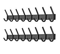 JOLY FANG - Perchero de pared, percheros para abrigos de acero inoxidable, gancho de pared, para dormitorio, cuarto de baño, cocina (negro, 8 x 2 unidades)