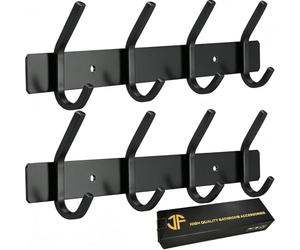JOLY FANG - Perchero de pared, percheros para abrigos de acero inoxidable, gancho de pared, para dormitorio, cuarto de baño, cocina (negro, 4 x 2 unidades)
