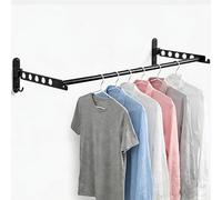 JOLY FANG Perchero de pared plegable, Colgador de Ropa Montado Paredpara balcón, cuarto de baño o lavandería (Negro, 2)