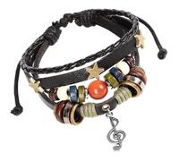 JOLYEAK Pulsera de hada grunge, pulsera musical de cuero, pulseras punk bohemias, pulseras de cuero estéticas hippie para mujeres y hombres, Medium, Vinilo, No es una piedra preciosa