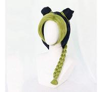 Jolyne Cujoh Cosplay Peluca Jojo's Bizarre Adventure Golden Wind Kujo Verde Versión larga Bollos Trenzas Pelucas de cabello sintético + Peluca Cap 1491 A