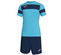 Joma Academy II Set Equipacion M/Corta, Hombre, Turquesa Fluor/Marino, XL