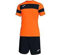 Joma Academy II Set Equipacion M/Corta, Niños, Naranja/Negro, 4XS-3XS