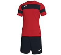 Joma Academy II Set Equipacion M/Corta, Niños, Rojo/Negro, XS