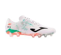 Joma - Botas de fútbol para suelo firme, cuero sintético ligero, diseño flexible y cómodo, mejora la técnica y la velocidad, Blanco, turquesa, 41 EU